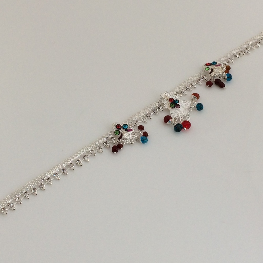 Women Anklet Silver Tone Multi Color Beads Fashion - Picture 5 of 8